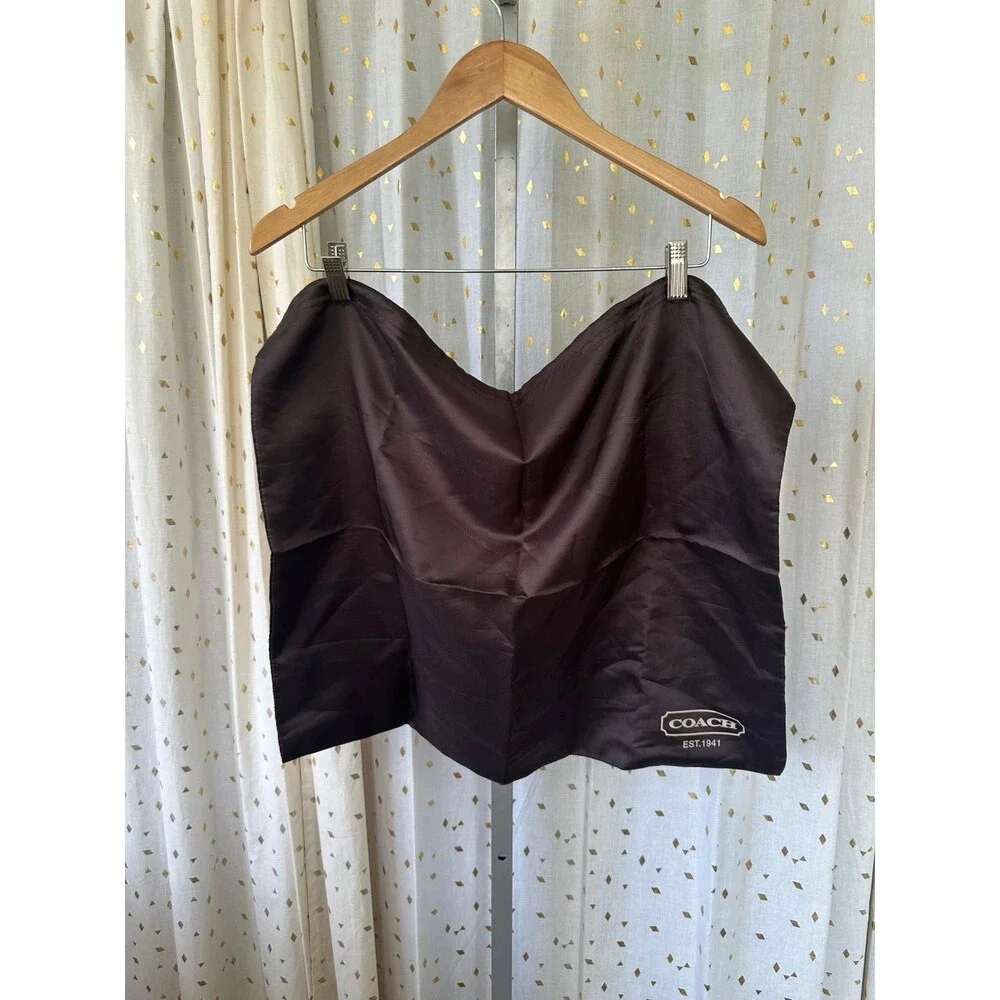 Authentic Coach Brown Silky Satin Large Drawstring Handbag Dust Cover Duster